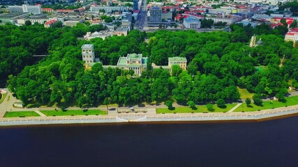 Palace of the Rumyantsevs-Paskevichs and Sozh river. Gomel. Belarus.