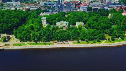 Palace of the Rumyantsevs-Paskevichs and Sozh river. Gomel. Belarus.