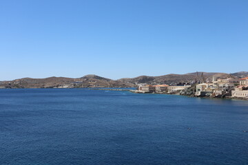 Fototapeta na wymiar View of the bay in Syros island in Greece