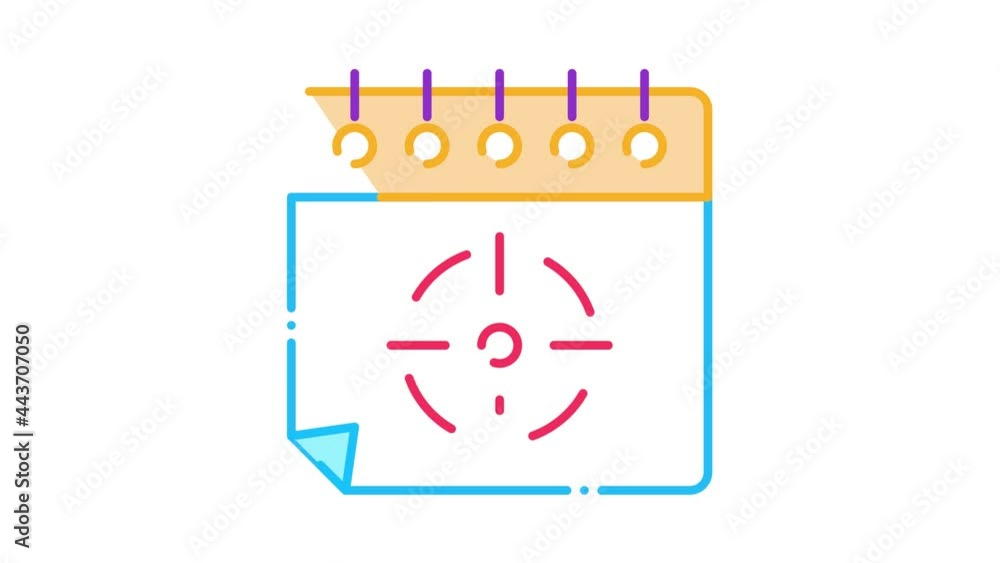 Poster target on sheet icon animation. color target on sheet animated icon on white background