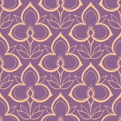Iris flower pattern. Vector seamless illustration.