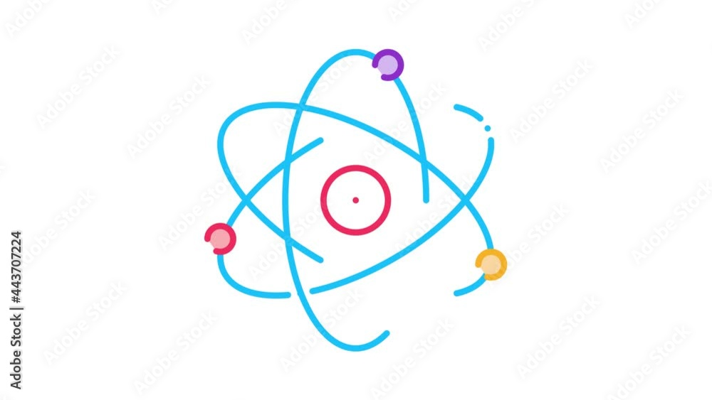 Aufkleber atom molecule icon animation. color atom molecule animated icon on white background