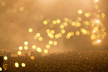 Summer festival concert crowd lights