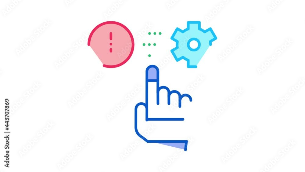 Aufkleber error in automated settings icon animation. color error in automated settings animated icon on white