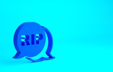 Blue Speech bubble rip death icon isolated on blue background. Minimalism concept. 3d illustration 3D render