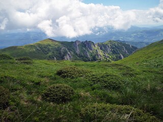 Summer landscape in the mountains. Beautiful day for hiking