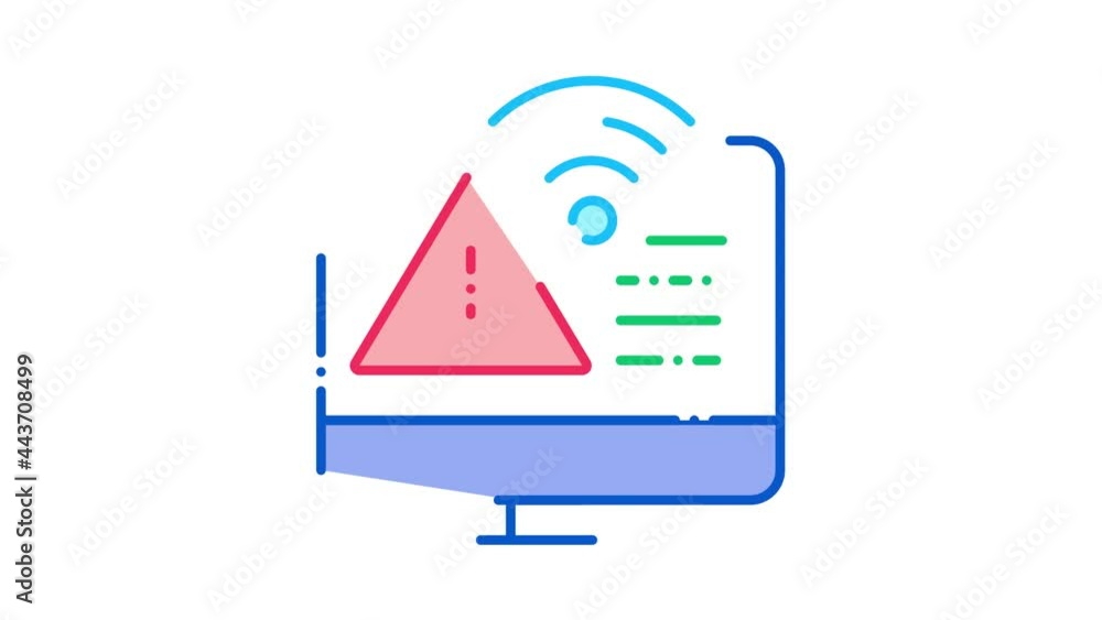 Poster wifi error icon animation. color wifi error animated icon on white background