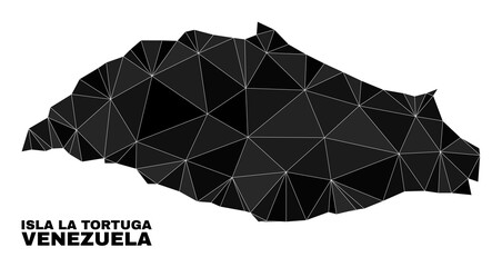 Low-poly Isla La Tortuga map. Polygonal Isla La Tortuga map vector designed of chaotic triangles. Triangulated Isla La Tortuga map polygonal abstraction for patriotic templates.