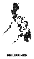 Low-poly Philippines map. Polygonal Philippines map vector constructed from chaotic triangles. Triangulated Philippines map polygonal collage for patriotic posters.