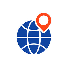 Earth planet and location marker on it glyph icon