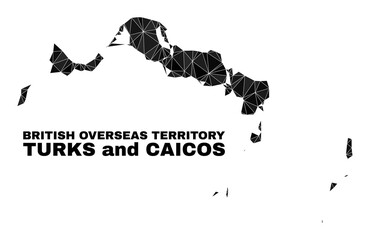 Low-poly Turks and Caicos Islands map. Polygonal Turks and Caicos Islands map vector filled from random triangles. Triangulated Turks and Caicos Islands map polygonal collage for political posters.