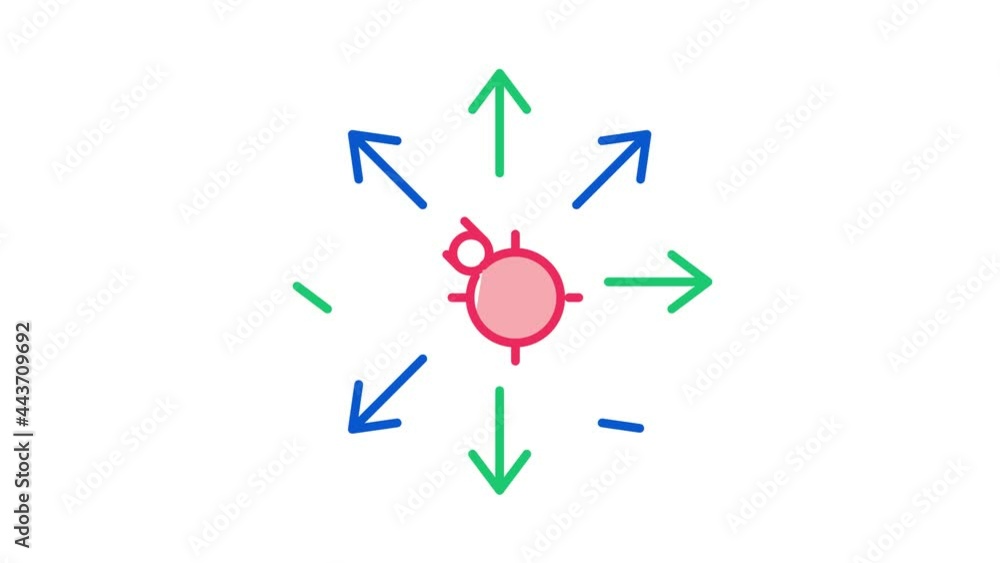 Poster all-moving bug icon animation. color all-moving bug animated icon on white background