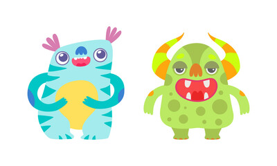 Cute Baby Monsters Set, Happy Funny Colorful Monsters Cartoon Vector Illustration