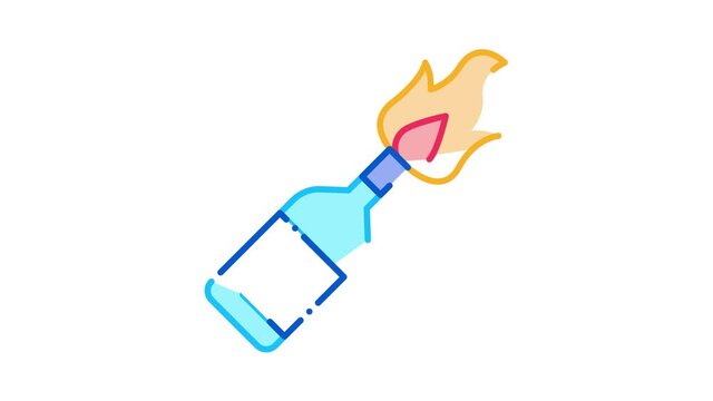 burning bottle Icon Animation. color burning bottle animated icon on white background