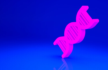 Fototapeta premium Pink DNA symbol icon isolated on blue background. Minimalism concept. 3d illustration 3D render