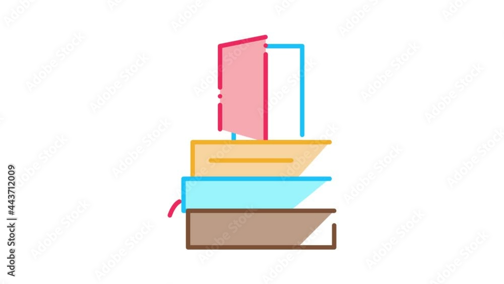 Poster stack of books icon animation. color stack of books animated icon on white background