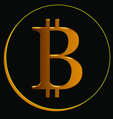 bitcoin icon on black background vector graphics