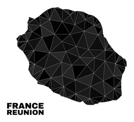 lowpoly Reunion Island map. Polygonal Reunion Island map vector is combined with random triangles. Triangulated Reunion Island map polygonal abstraction for patriotic purposes.