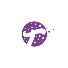 Letter T and stars. vector logo