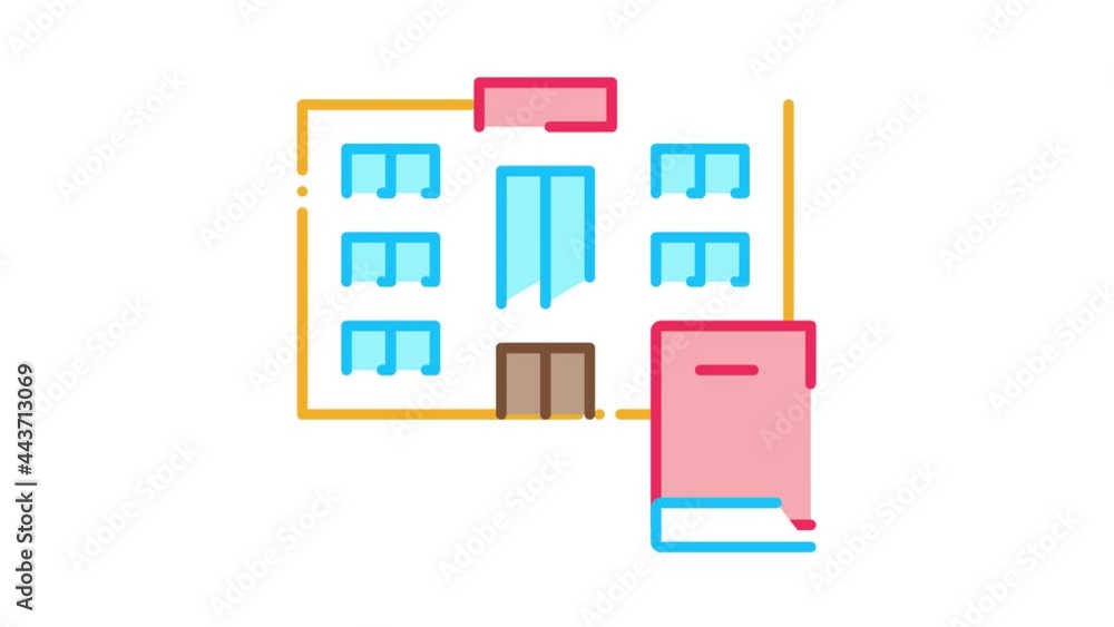 Poster library icon animation. color library animated icon on white background