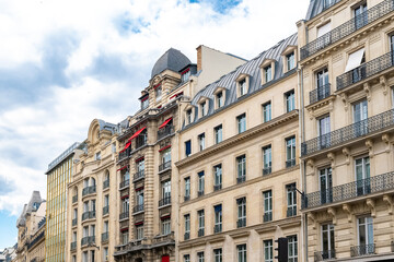 Paris, typical building rue Saint-Lazare, in the center of the french capital
