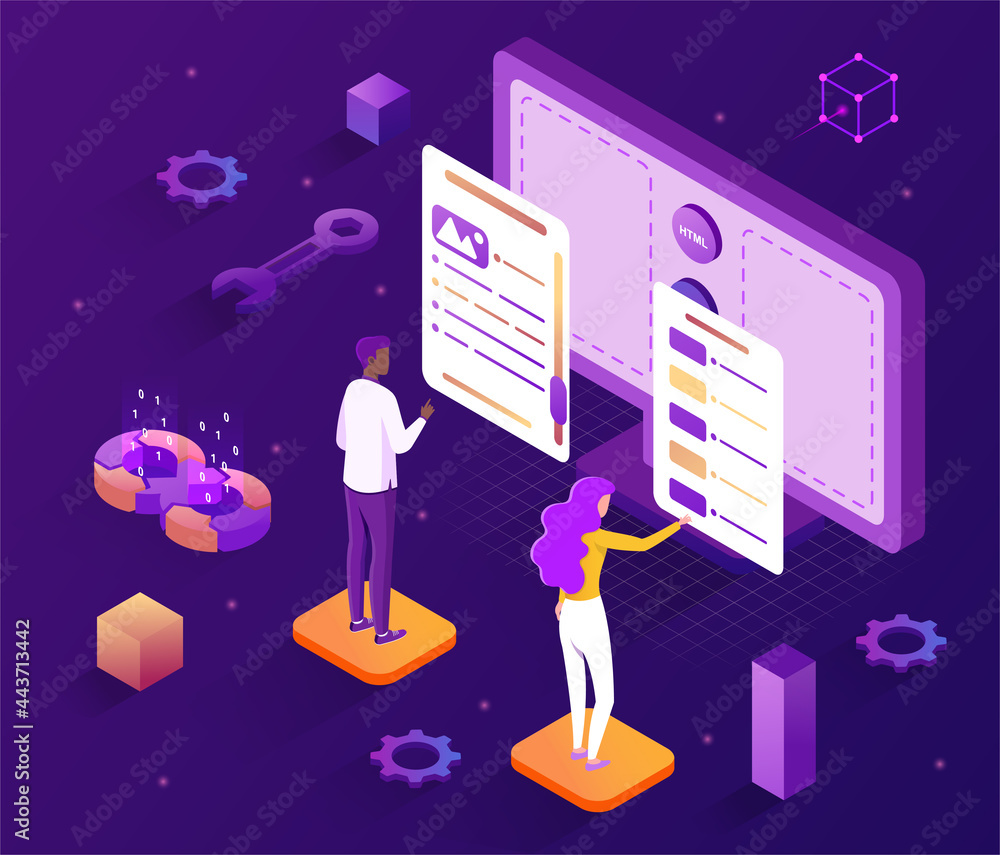 Aufkleber concept of web design development