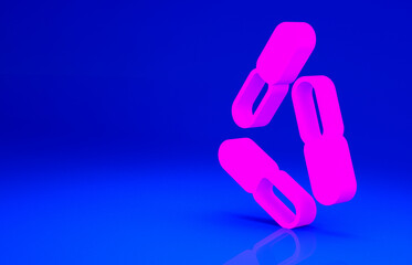 Pink Virus icon isolated on blue background. Corona virus 2019-nCoV. Bacteria and germs, cell cancer, microbe, fungi. Minimalism concept. 3d illustration 3D render