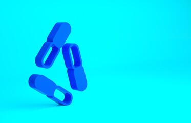 Blue Virus icon isolated on blue background. Corona virus 2019-nCoV. Bacteria and germs, cell cancer, microbe, fungi. Minimalism concept. 3d illustration 3D render