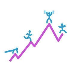 figures working out along a graph line
