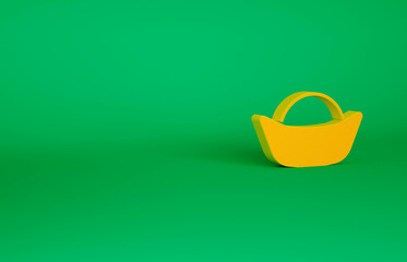 Orange Sushi icon isolated on green background. Traditional Japanese food. Minimalism concept. 3d illustration 3D render
