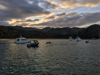 Fototapeta na wymiar Sailboats at torrent bay in Abel Tasman National Park