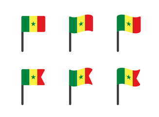 Senegal flag icon set, flag of the Republic of Senegal symbols