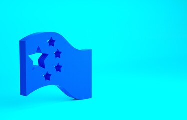 Blue China flag icon isolated on blue background. Minimalism concept. 3d illustration 3D render