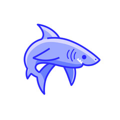Cute shark - cartoon animal character. Vector illustration in cartoon style.