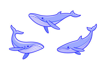 Cartoon whale sketch line icon. Kawaii animals icons set. Childish print for nursery, kids apparel, poster, postcard, pattern.