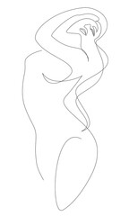 Silhouettes of a girl in a modern one line style. Continuous lady line drawing, aesthetic outline for home decor, posters, wall art, stickers, logo. Vector illustration.