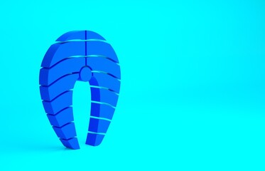 Blue Fish steak icon isolated on blue background. Minimalism concept. 3d illustration 3D render