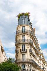 Fototapeta na wymiar Paris, typical building rue Saint-Lazare, in the center of the french capital 