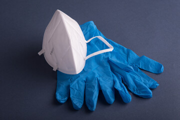 FFP2 protective mask and PPE gloves.