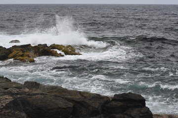 the waves showing their power