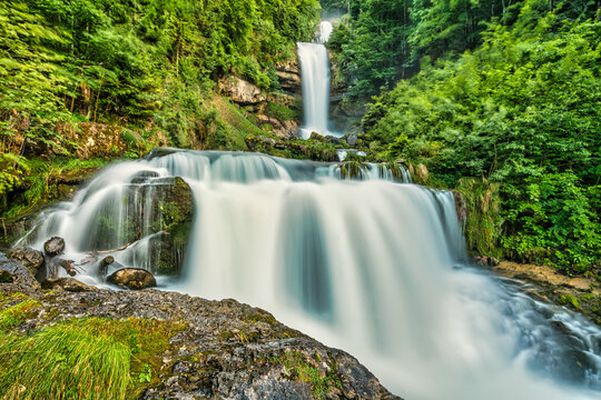 Giessbach falls near Interlaken in the swiss mountains, switzerland.