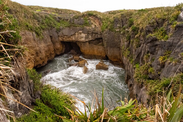 Obraz premium Beautiful Pancake Rocks at the west coast of New Zealand, South Island