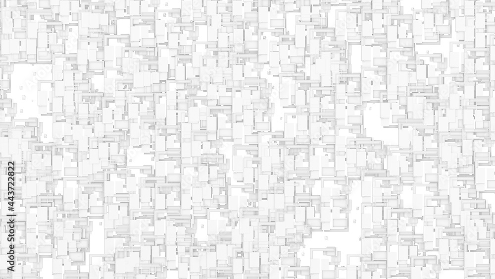 Poster massive and complex 3d geometric block architect white background.3d illustration and rendering.