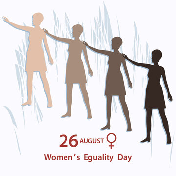 Women of different skin colors - a symbol of unity - vector. Women's Equality Day. August, 26th