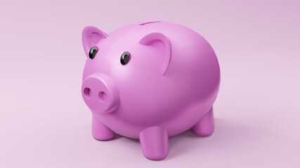 piggy bank pink 3d rendering