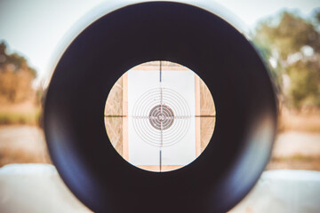 Sniper gun scope view, target 