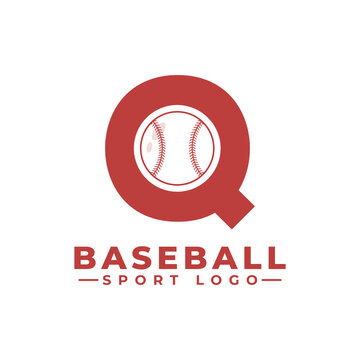 Letter Q with Baseball Logo Design. Vector Design Template Elements for Sport Team or Corporate Identity.