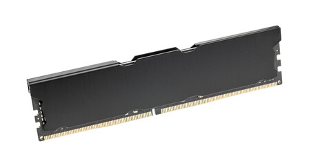 modern gaming black ddr4 desktop memory module isolated on a white background. computer ram memory stick cut out