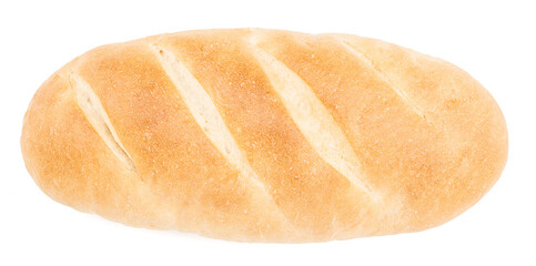 wheat long loaf isolated on white background. white bread stick cut out