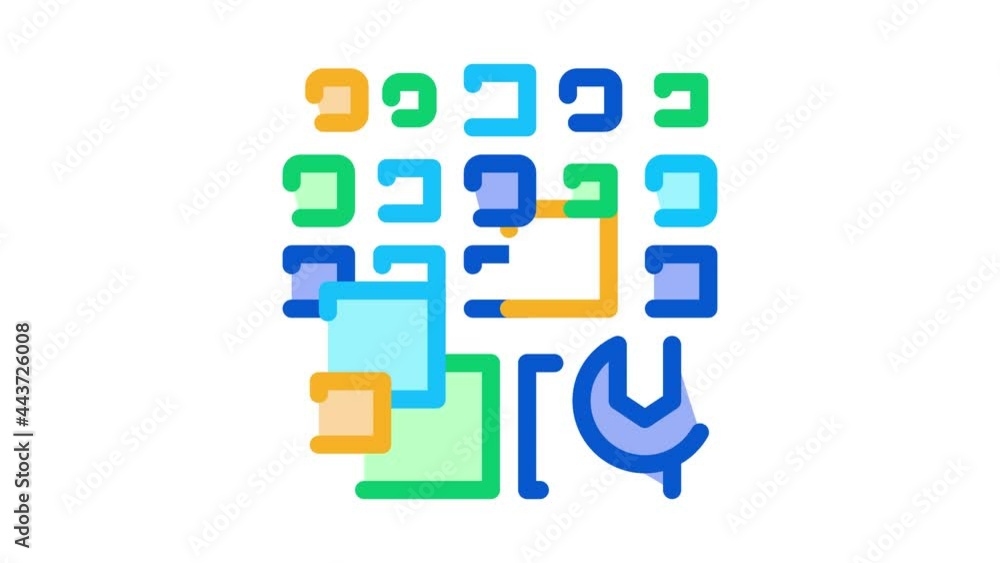 Poster total particle removal icon animation. color total particle removal animated icon on white backgroun